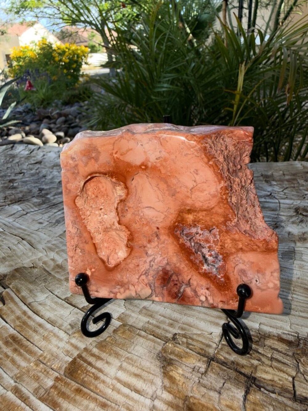 Cotton Candy Agate Druzy Slab w/ Display Stand | Pink Crystal Decor | 326g